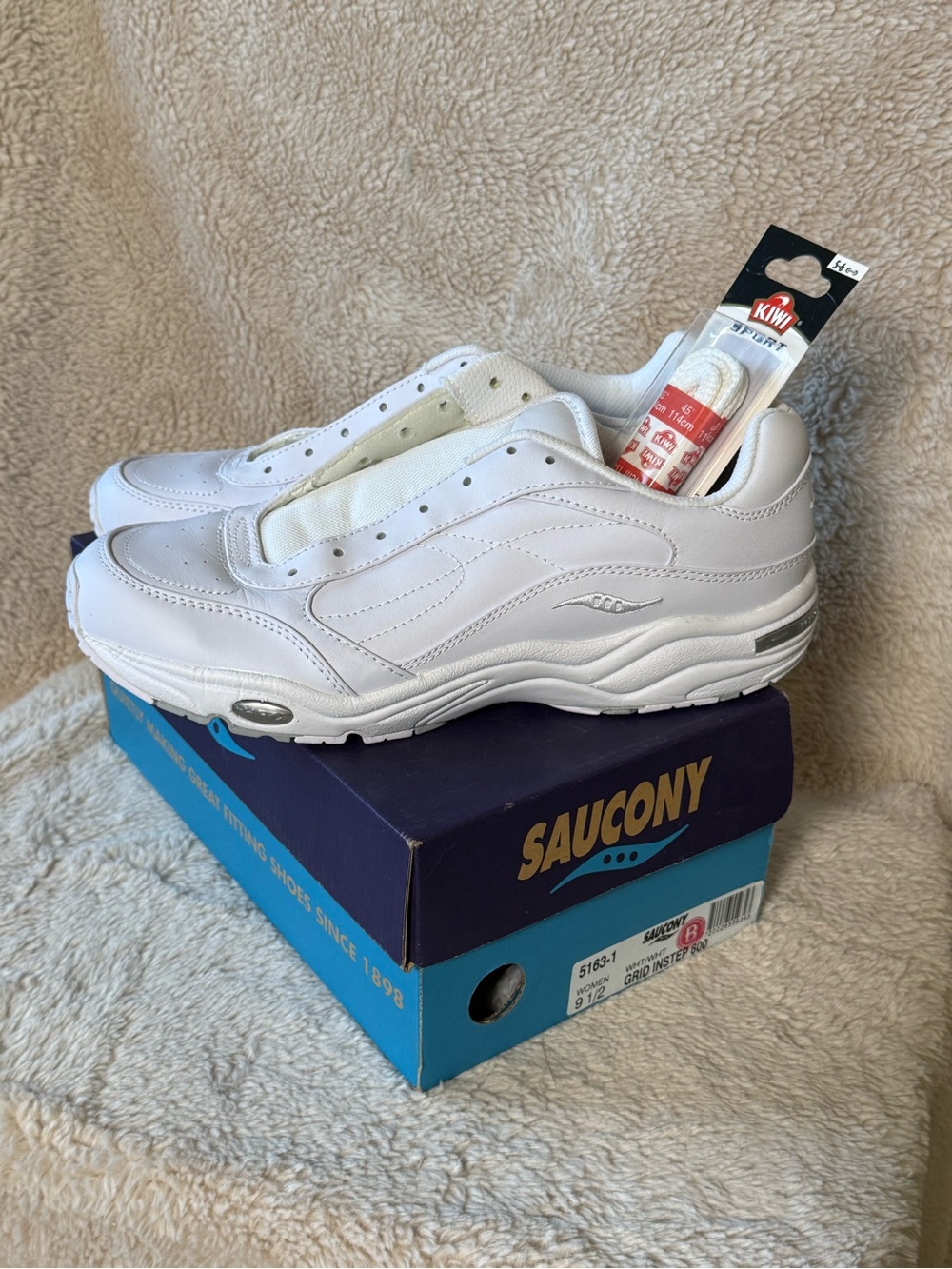 Saucony Grid Instep 600 Womens Sz 9.5 White Leather New In Box